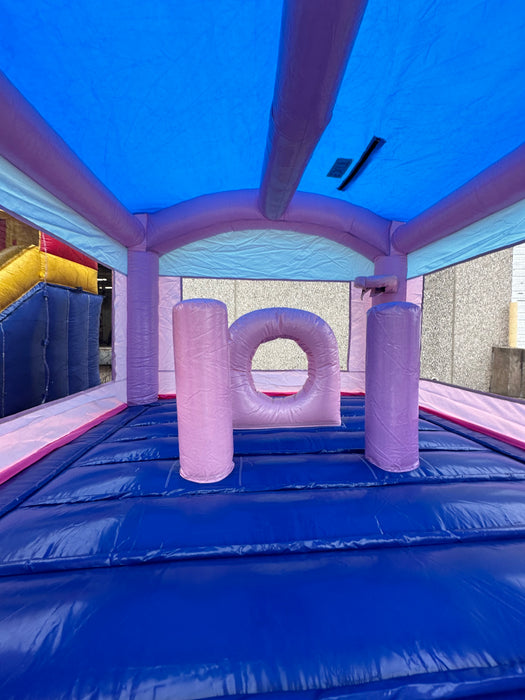 B-113 13' x 13' Pink Sparkle Castle Bounce House