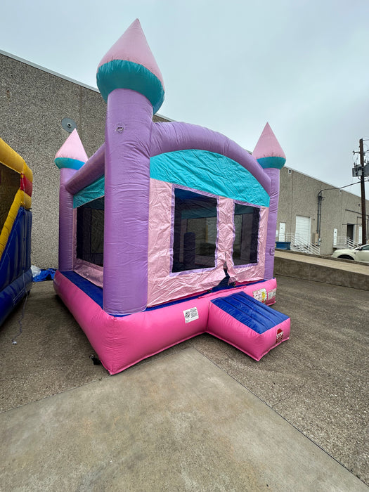 B-113 13' x 13' Pink Sparkle Castle Bounce House