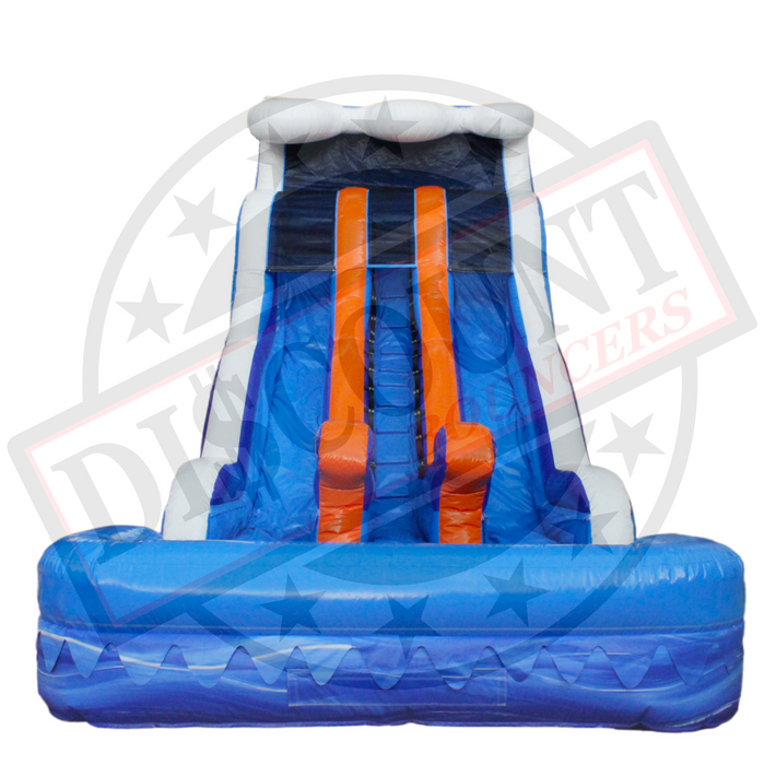 S-319 18' Blue Marble Dual Lane Wet/Dry Slide