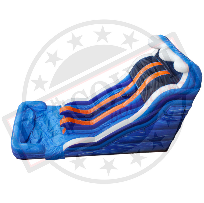 S-319 18' Blue Marble Dual Lane Wet/Dry Slide