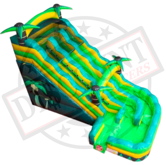 S-324 18' Double Lane Tropical Turn Wet-Dry Slide