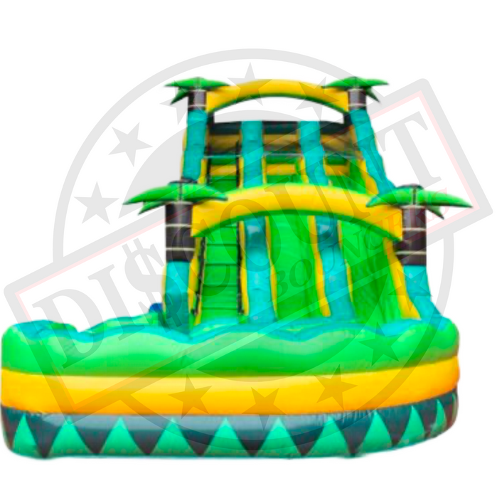 S-324 18' Double Lane Tropical Turn Wet-Dry Slide