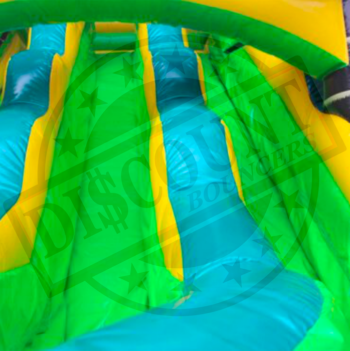 S-324 18' Double Lane Tropical Turn Wet-Dry Slide