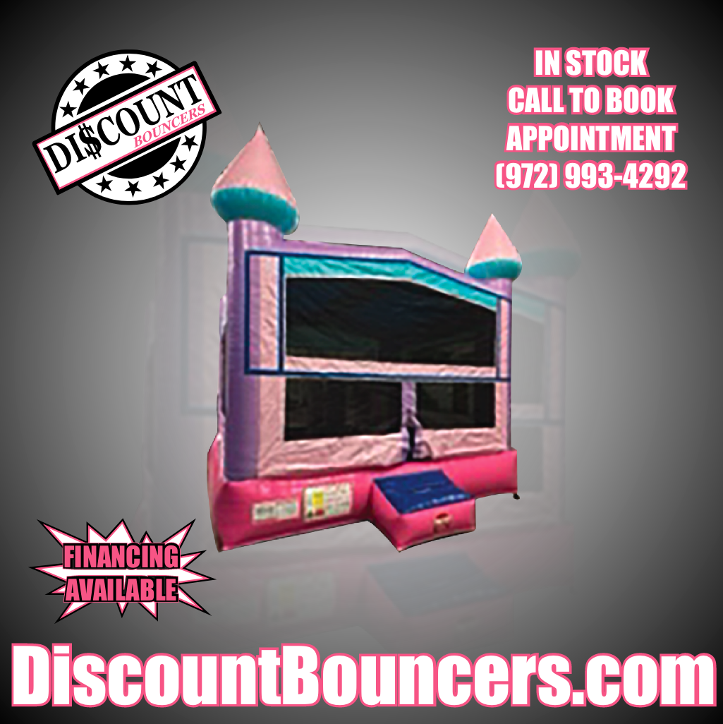 B-113 13' x 13' Pink Sparkle Castle Bounce House — Discount Bouncers