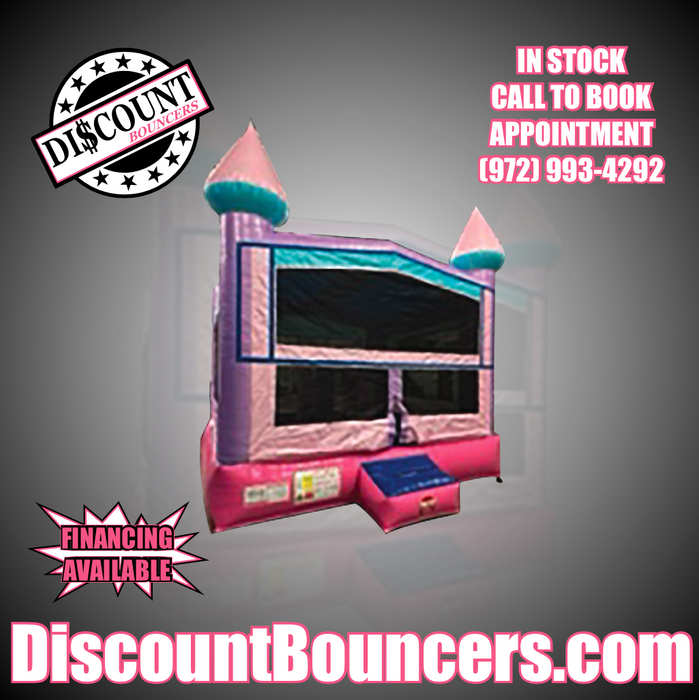 B-113 13' x 13' Pink Sparkle Castle Bounce House